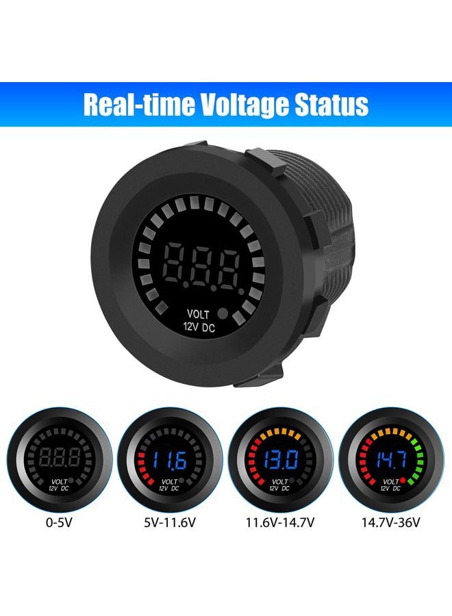Linkstyle 2PCS Battery Meter, Waterproof DC 12V Voltmeter Waterproof LED Digital Display Voltage Gauges Round Car Voltmeters Meter Voltage Tester Gauge Meter for Marine Car Motorcycle Truck Boat RV - Image 3