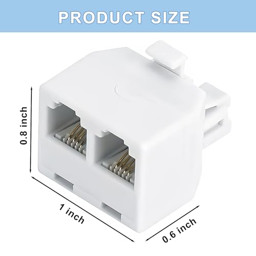 YIENFBEV Phone line Splitter, RJ11 Wall Plate Male Plug to Dual RJ11 Female Socket Adapter 2 Pack - White - Image 2