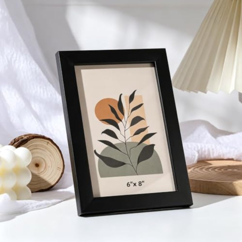 6 x 8 Picture Frame, A5 Black Sturdy Wood Composite Photo Frame with Semi-Tempered Glass, Picture Frames for Wall and Tabletop Display Certificate, Artwork - Image 1