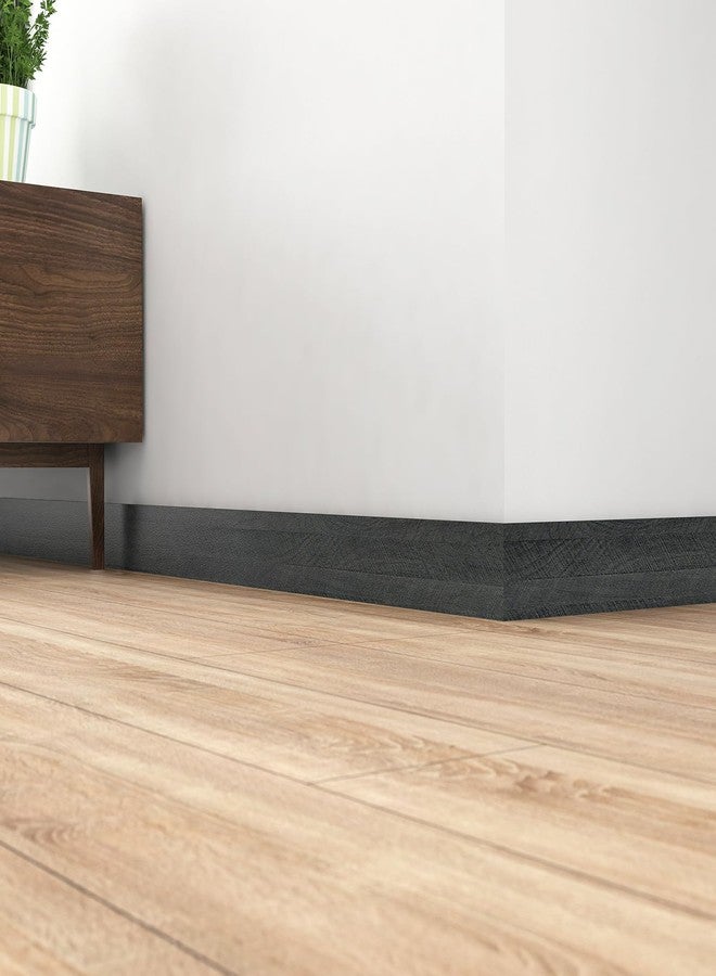 Wallercity Black Wood Wallpaper Peel and Stick Wooded Stripes Border Stickers Countertops Contact Paper Self Adhesive Wall Paper for Bathroom Glass Waterproof Border Vinyl Stickers 3.94" x 394'' - Image 2