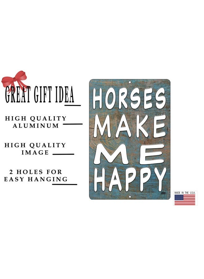 روج ريفر تاكتيكال لافتة معدنية من Rogue River Tactical Funny Horses Make Me Happy لتزيين الحائط في مزرعة ريفية - Image 2