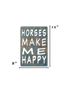 Rogue River Tactical Rogue River Tactical Funny Horses Make Me Happy Metal Tin Sign Wall Decor Country Farm Ranch Decor  - Image 3