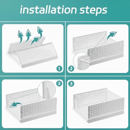 SpaceOrganizer Plastic Collapsible Wardrobe, Storage Drawer Units, Clothes Drawer Organisers, Bookcases (Foldable Basket- White, 1Pcs), (10 X 10 X 10Cm) - Image 5