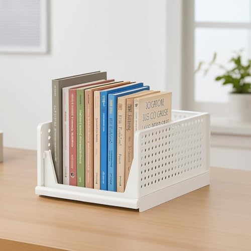 SpaceOrganizer Plastic Collapsible Wardrobe, Storage Drawer Units, Clothes Drawer Organisers, Bookcases (Foldable Basket- White, 1Pcs), (10 X 10 X 10Cm) - Image 1