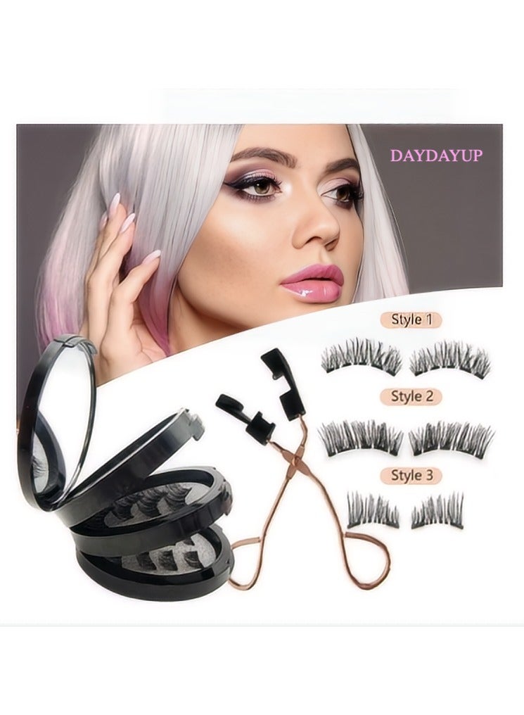 Beauenty Magnetic Eyelashes without Eyeliner,Lightweight Magnetic False Eyelashes,Reusable Dual Magnetic lashes with 8 Pair, Looking Natural No Glue 3D False Eyelashes Kit with Applicator, Easy to Wear(Black) - Image 2