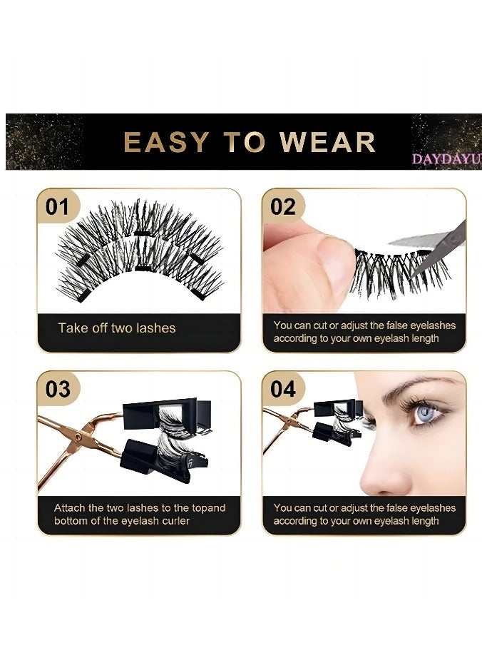 Beauenty Magnetic Eyelashes without Eyeliner,Lightweight Magnetic False Eyelashes,Reusable Dual Magnetic lashes with 8 Pair, Looking Natural No Glue 3D False Eyelashes Kit with Applicator, Easy to Wear(Black) - Image 3