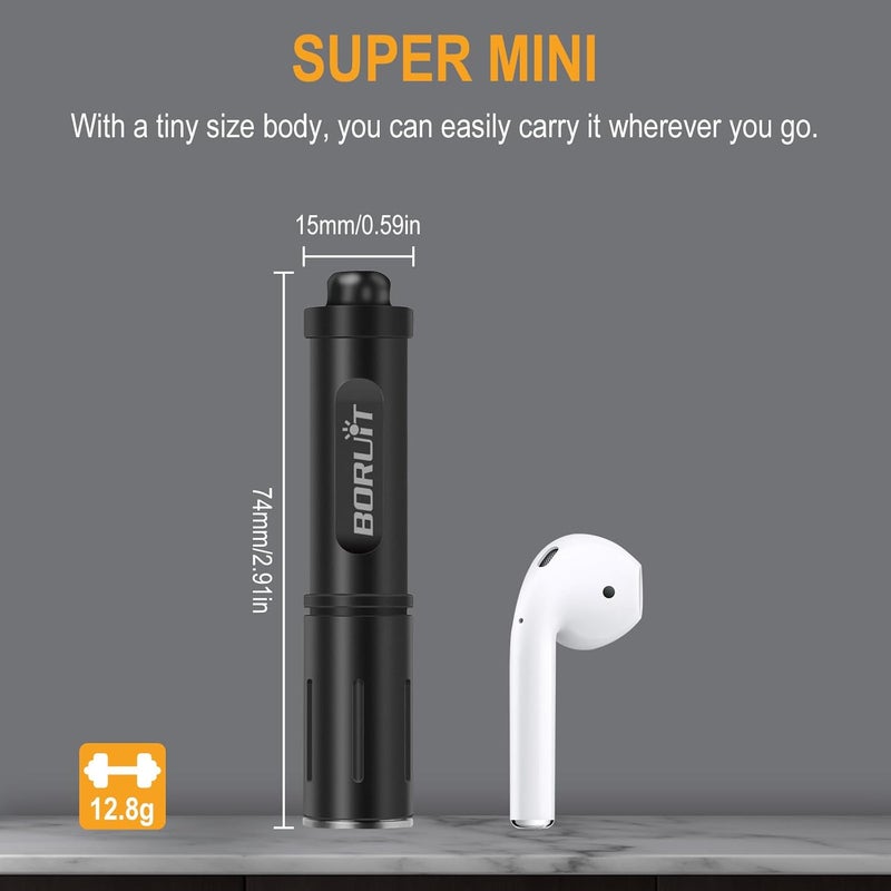 BORUIT RJ11 LED Mini Keyring Torch - 120 Lumens, Waterproof EDC Flashlight - Image 2