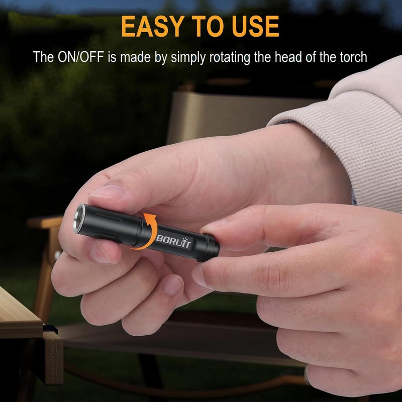 BORUIT RJ11 LED Mini Keyring Torch - 120 Lumens, Waterproof EDC Flashlight - Image 4