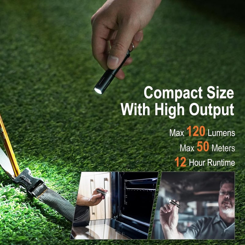 BORUIT RJ11 LED Mini Keyring Torch - 120 Lumens, Waterproof EDC Flashlight - Image 3