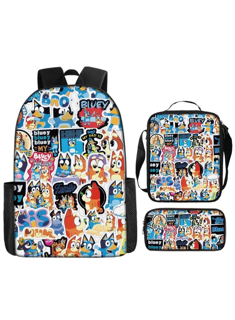 general طقم مكون من 3 قطع حقائب ظهر عائلة بلوى أنمي حقائب ظهر خفيفة الوزن حقائب وجبات حقائب أقلام حقائب ظهر لطيفة - Image 1