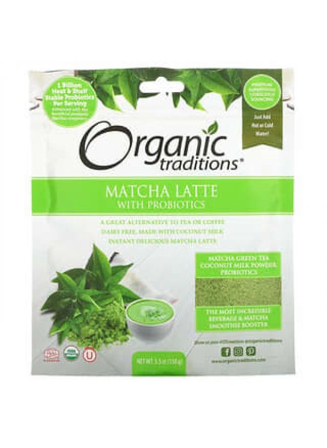 Organic Traditions Organic Traditions, Matcha Latte with Probiotics, 5.3 oz (150 g)  - Image 1