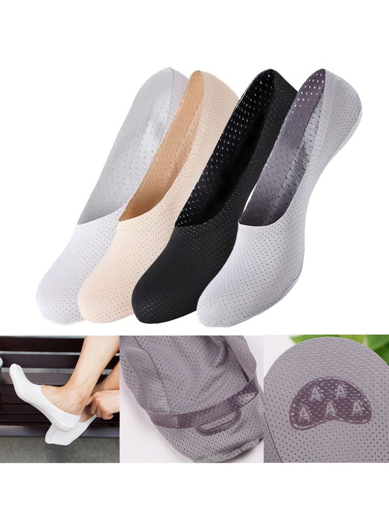 KASTWAVE Men's Breathable Ice Silk No Show Socks: Ultra Low Cut, Non-Slip Silicone Heel, Invisible Boat Socks for Daily Life Yoga and Sports  - Image 1