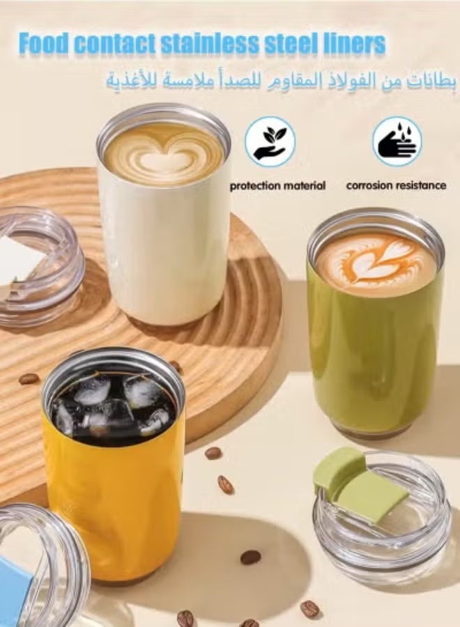 سميج كوب قهوة للسفر smeg، كوب مشروبات معزول بسعة 320 مل مع غطاء مانع للتسرب، كوب قهوة طويل الأمد مع غطاء وقشة، ترمس قهوة للسفر باللون الأرجواني - Image 5