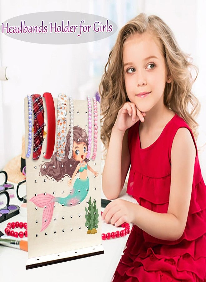 RORANIC Earring Holder Stand for Girls,Earrings Organizer Wood Jewelry Rack Display for Kids,Cute Design Jewelry Holder Stand for Earrings Ear Studs Necklaces Rings (Mermaid) - Image 5
