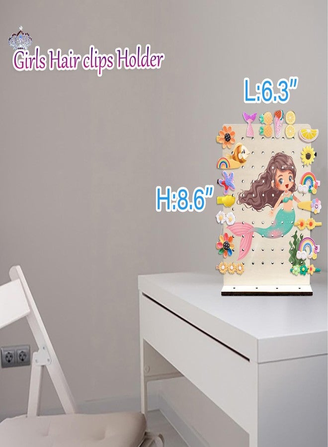 RORANIC Earring Holder Stand for Girls,Earrings Organizer Wood Jewelry Rack Display for Kids,Cute Design Jewelry Holder Stand for Earrings Ear Studs Necklaces Rings (Mermaid) - Image 4