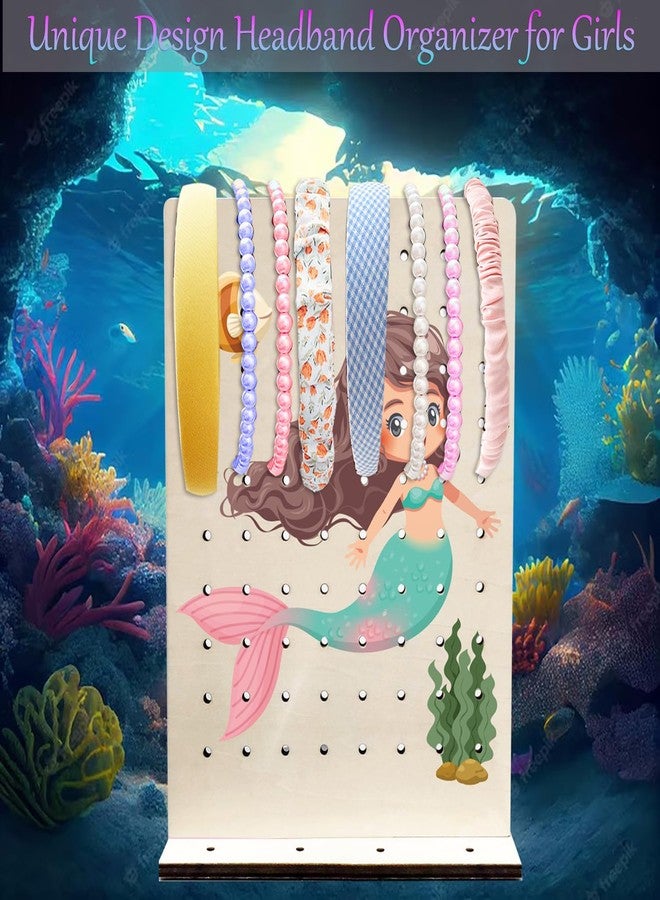 RORANIC Earring Holder Stand for Girls,Earrings Organizer Wood Jewelry Rack Display for Kids,Cute Design Jewelry Holder Stand for Earrings Ear Studs Necklaces Rings (Mermaid) - Image 3