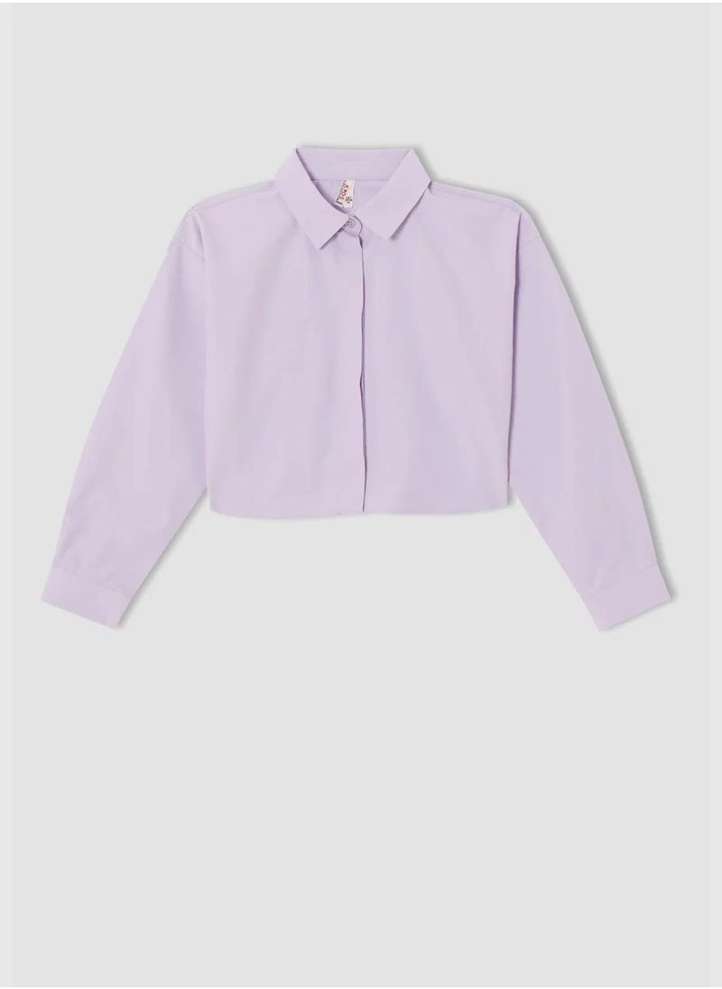 DeFacto Long Sleeve Cropped Button Down Shirt