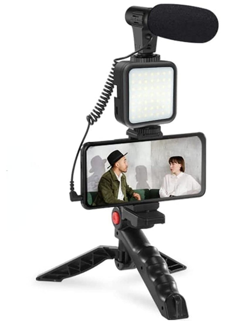 ELTRAZONE Mobile phone & Camera Vlogging Studio Kit Video Shooting Photography with Microphone LED light and tripod Holder  - Image 1