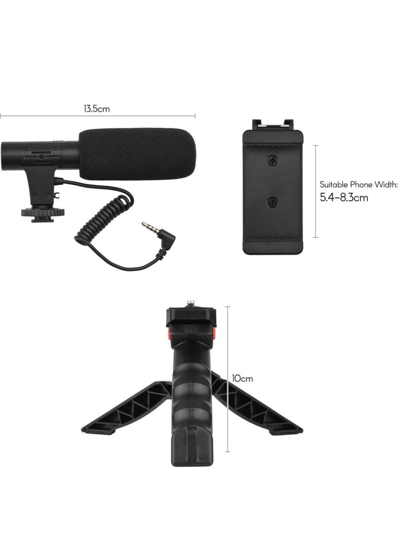 ELTRAZONE Mobile phone & Camera Vlogging Studio Kit Video Shooting Photography with Microphone LED light and tripod Holder  - Image 2