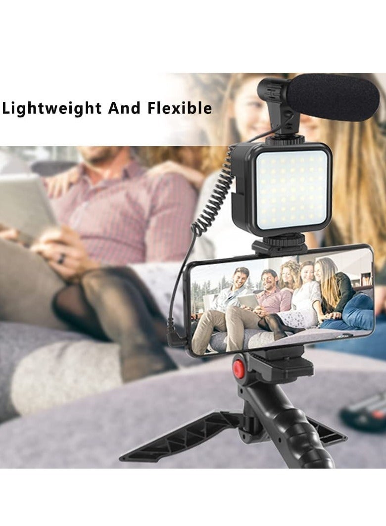 ELTRAZONE Mobile phone & Camera Vlogging Studio Kit Video Shooting Photography with Microphone LED light and tripod Holder  - Image 3