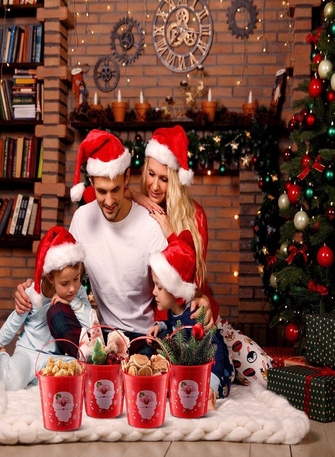 Sliner مجموعة سلاينر من 24 دلو بلاستيكي لعيد الميلاد، بمقابض، مقاس 5.71 × 4.53 × 4.53 بوصة، دلاء بلاستيكية على شكل بابا نويل، مثالية لهدايا عيد الميلاد، وسلال الحلوى والألعاب، ومستلزمات حفلات عيد الميلاد. - Image 4