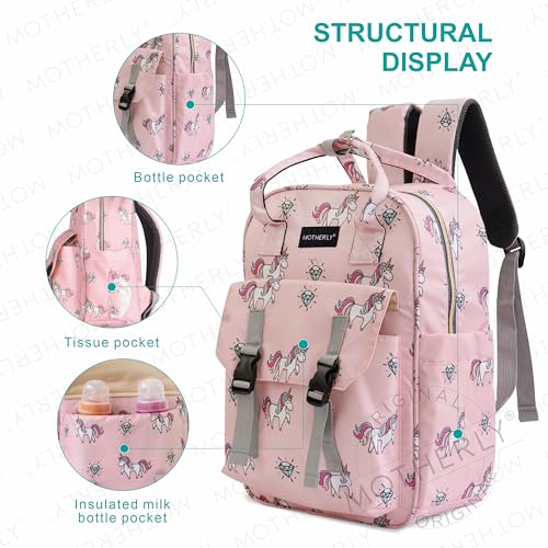 Motherly Printed Diaper Bag for Mothers for Travel, Maternity Bag for Newborn Baby, Mothers Travelling Bag, Multiple Pocket Water Resistant Baby Bag, Hospital Bag for mom(Unicorn Diamond Pink) - Image 3