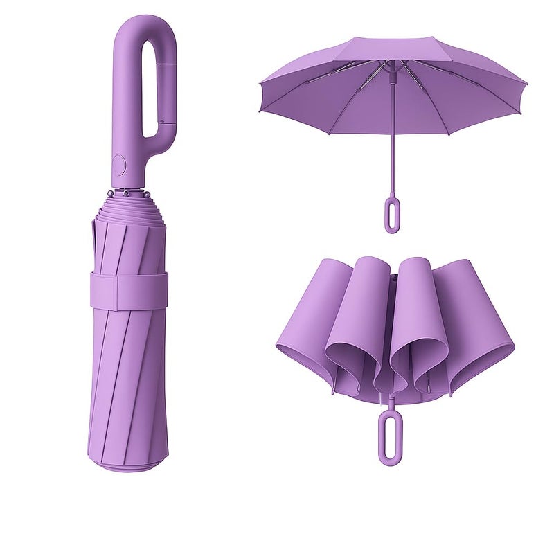 Owme UV Umbrella for Women, Mini Folding Portable 3-Fold Umbrellas | Automatic Open and Close for Rain and Sun Protection, Anti-Slip | Windproof Umbrlla with Handy Turbo Carabiner Handle for Home & Office - Image 1