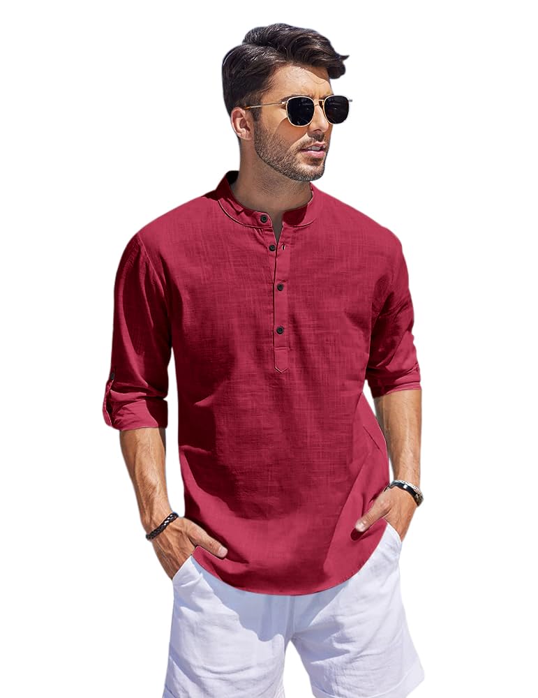 Bellstone Men's Cotton Blend Solid Regular Fit Kurta (Kurta1500_Single_Burgundy_M - Image 2