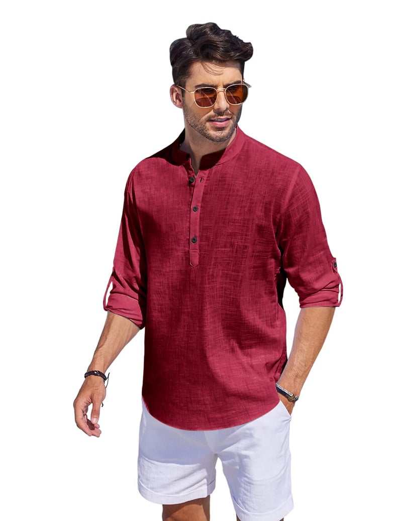 Bellstone Men's Cotton Blend Solid Regular Fit Kurta (Kurta1500_Single_Burgundy_M - Image 3