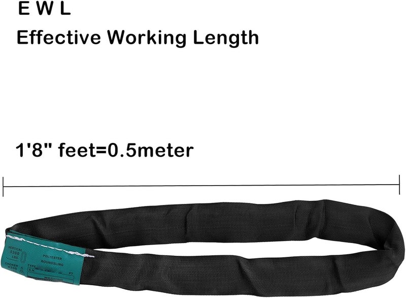 runner deer Black Spanset Round Slings 2-Pack 5300lb for Aerial Hoop Rigging polyeste sling for Yoga Hammock Aerial Silks Wrap Over Tree Limbs or Beams - Image 2