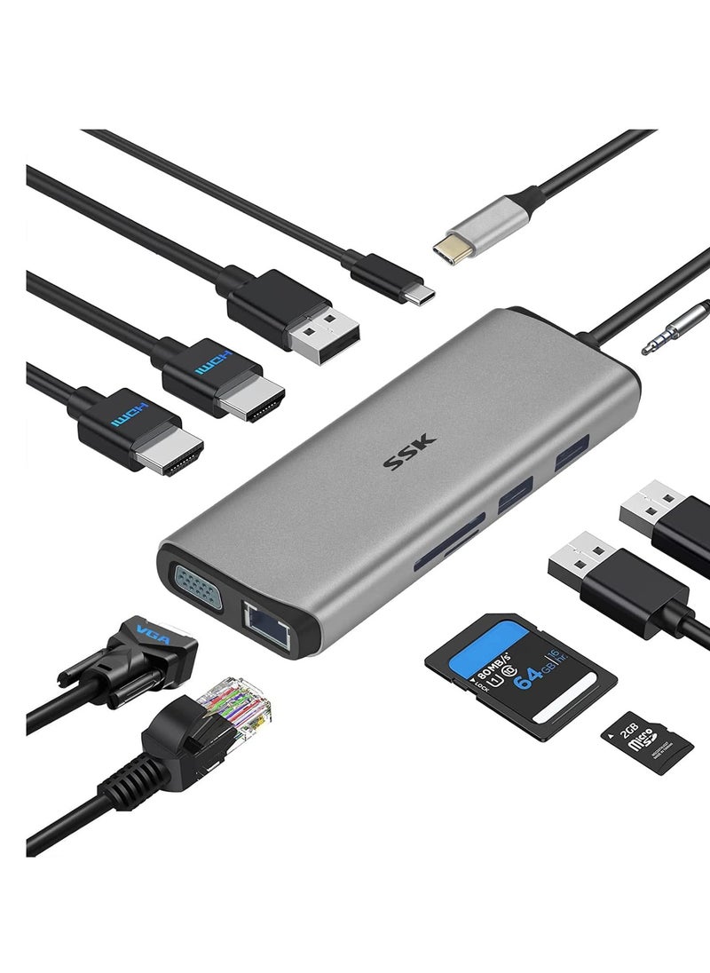 ماركة غير محددة - قاعدة شحن USB C ثلاثية العرض 11 في 1 - Image 1