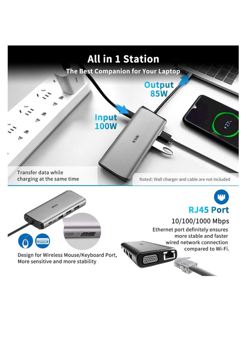 ماركة غير محددة - قاعدة شحن USB C ثلاثية العرض 11 في 1 - Image 1