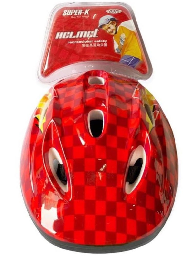 SUPER KIDS Adjustable Bike Helmet with Straps | Assorted Colors & Designs | Ventilated Safety Helmet for Cycling, Skateboarding, Scooters & Roller Skating - Image 1