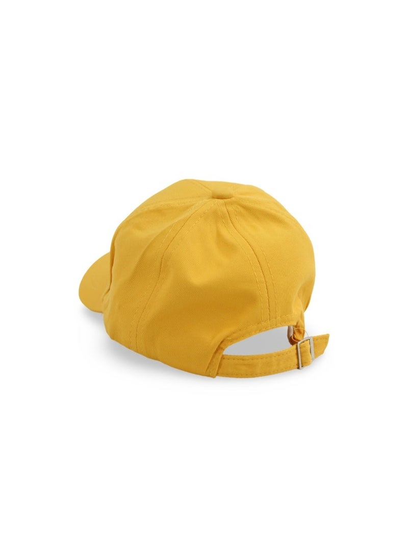 Fancy Unisex Cotton Cap – Yellow with "Good Time" Design - Image 3