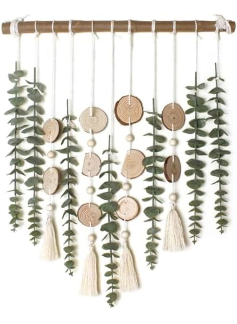 SYOSI Artificial Eucalyptus Wall Decor with Fake Greenery Leaves on 16.5 Inch Wooden Stick, Boho Rustic Farmhouse Wall Hanging Plants, Ideal for Bedroom, Kitchen, Dining Room, Bathroom Decoration - Image 1