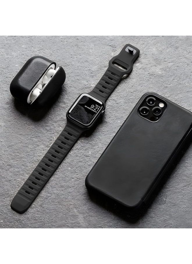 Generic - Sport Bands Compatible with Apple Watch Ultra Band 49mm 45mm 44mm 42mm 41mm 40mm 38mm,Men Women Soft Silicone Waterproof Strap for iWatch Series 8 7 6 5 4 3 2 SE Ultra (42/44/45/49mm, Black) - Image 1
