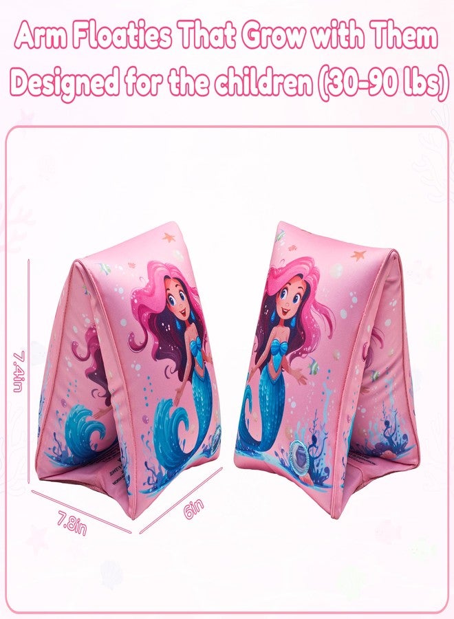 Parentswell Arm Floaties for Kids, 2 Pack Inflatable Pool Floaties, Soft Fabric-Covered Arm Bands for Toddlers 3-5-6-12 Years, Swimming Floater Sleeves for Children, Pink - Image 2