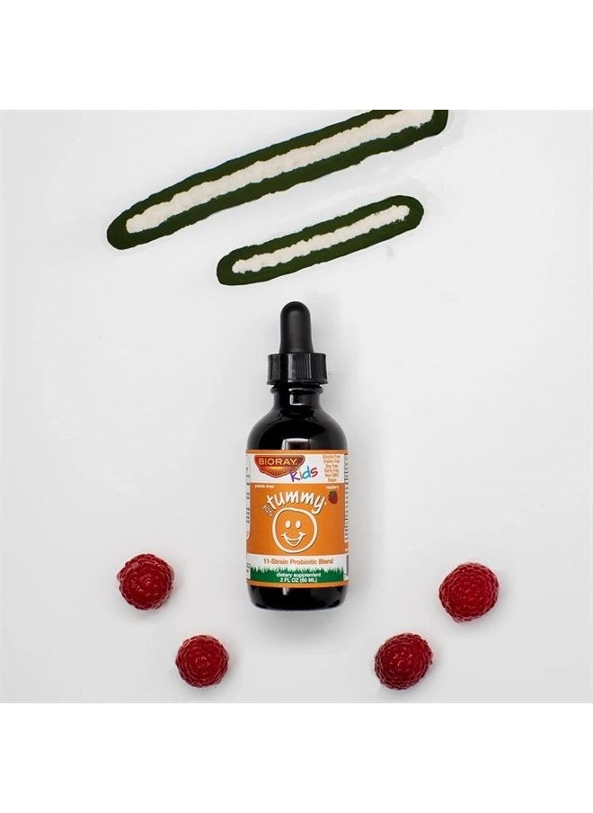 BIORAY - Kids NDF Tummy, Raspberry - 4 fl oz (120 mL) - 11-Strain Probiotic Blend - Supports The Immune Response in The GI Tract - Non-GMO, Vegan, Gluten Free - Approx. 120 Servings - Image 1