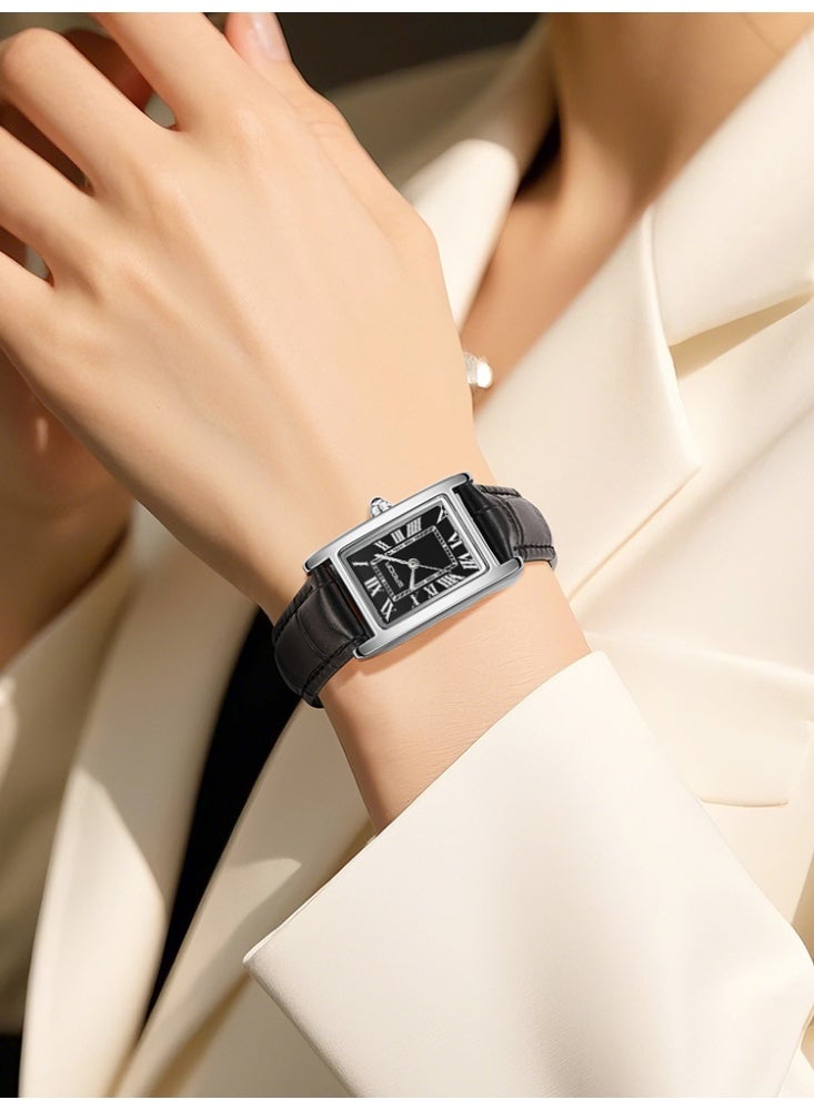 ساندا ساعات نسائية جديدة 1150 ساعة أنيقة للزوجين بتصميم أنيق ومينا مستطيلة مقاومة للماء وحركة كوارتز ساعة عمل نسائية - Image 3