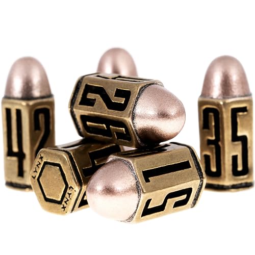 lynx Bullet Metal Dice Set Six Brass D6 Dices Great for DND Warhammer 40k Role Playing Homebrews DD Great RPGDungeons and DragonsD and D Accessories Gifts Can Use with Dice TrayTower - Image 1