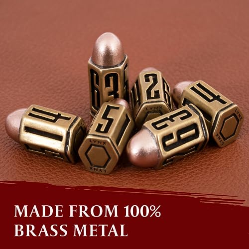 lynx Bullet Metal Dice Set Six Brass D6 Dices Great for DND Warhammer 40k Role Playing Homebrews DD Great RPGDungeons and DragonsD and D Accessories Gifts Can Use with Dice TrayTower - Image 5