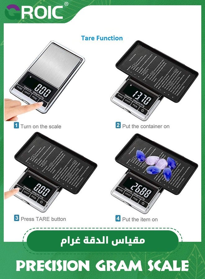 GROIC مقياس غرام رقمي دقيق، 0.001 أونصة/0.01 جرام 500 جرام، ميزان جيب صغير، موازين مجوهرات إلكترونية محمولة للوزن، الفارغة، إيقاف تلقائي، الفولاذ المقاوم للصدأ، شاشة عرض بإضاءة خلفية بيضاء - Image 2
