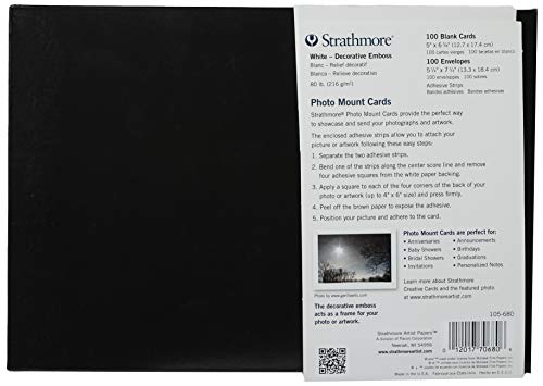 Strathmore Photo Mount Cards, White with Decorative Border, 5x6.875 inches, 100 Pack, Envelopes Included - Custom Greeting Cards for Weddings, Events, Birthdays - Image 2