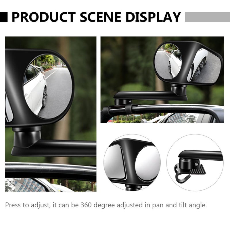 Wide Angle Blind Spot Mirror 2pcs Set 360 Degree Plastic Glass for Car Rear View Safety - Image 4