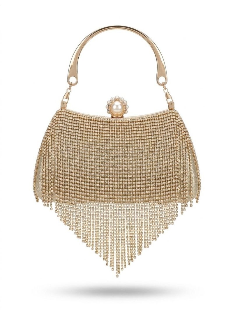 Women's handbag and crossbody bag adorned with shimmering chains and sequins, perfect for weddings and proms. - Image 1