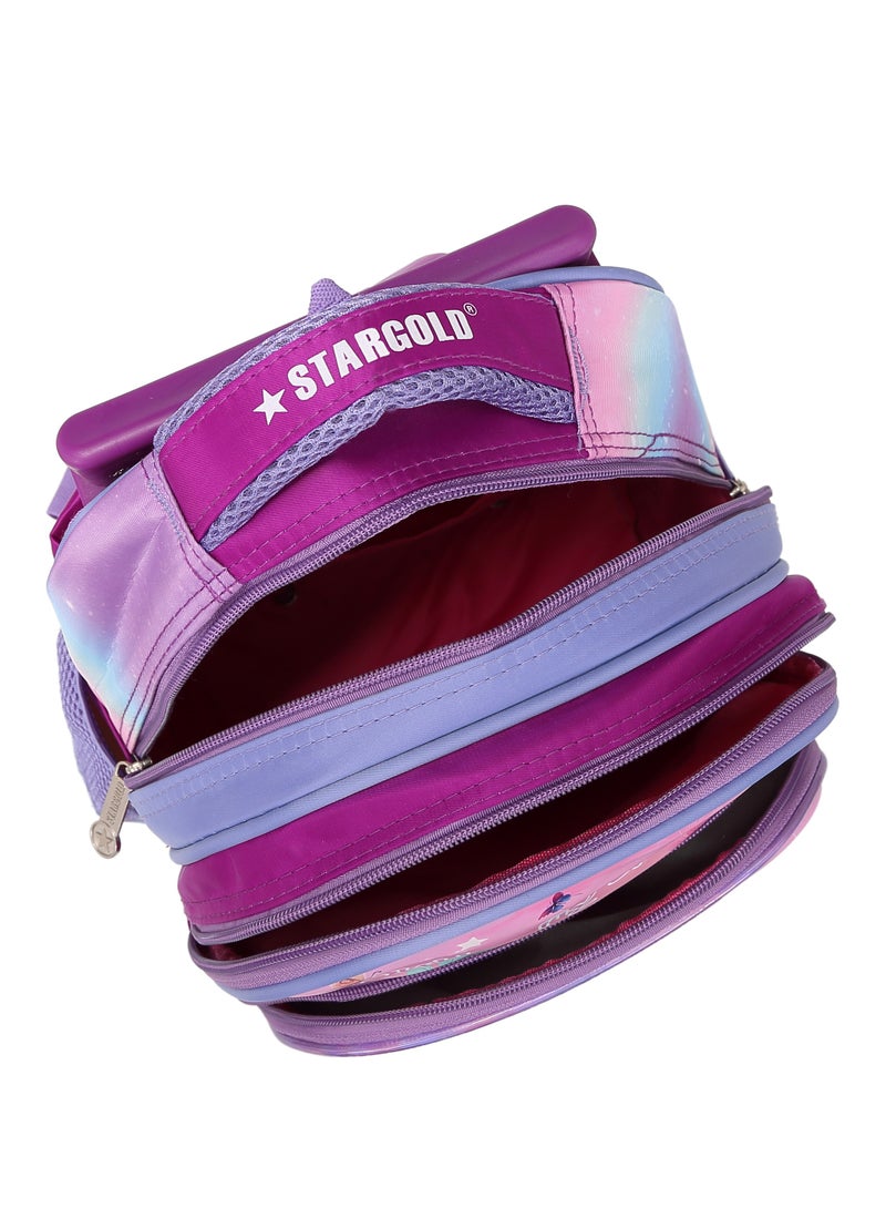 ستارجولد حقيبة ظهر للأطفال 3 قطع للفتيات الصغيرات، 1 غداء، 1 صندوق أقلام و 1 حقيبة مع حزام قابل للتعديل للمدرسة 2 عجلات 12 بوصة - Image 3