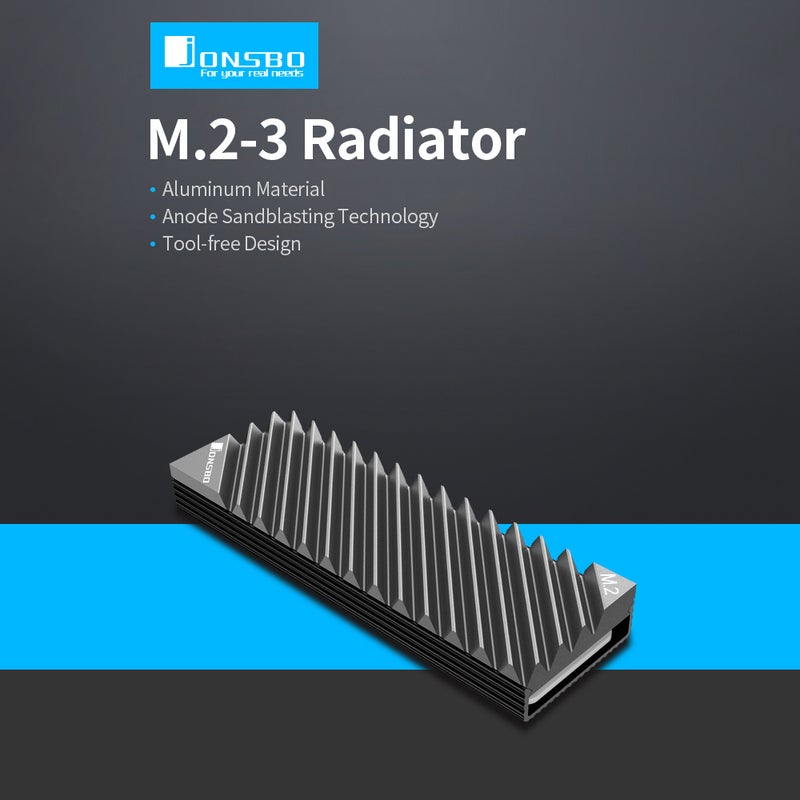 M.2-3 Heat Sink Aluminum Heat Sink Tool-Free Design Radiator with Thermal Pad Grey - Image 4