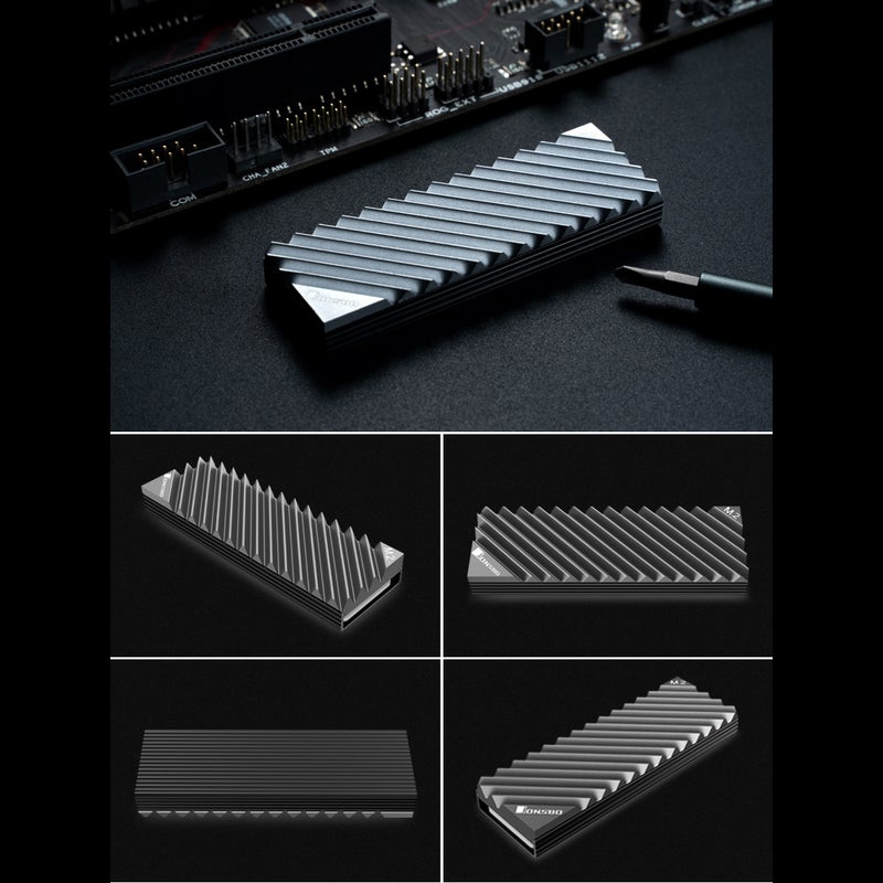 M.2-3 Heat Sink Aluminum Heat Sink Tool-Free Design Radiator with Thermal Pad Grey - Image 3