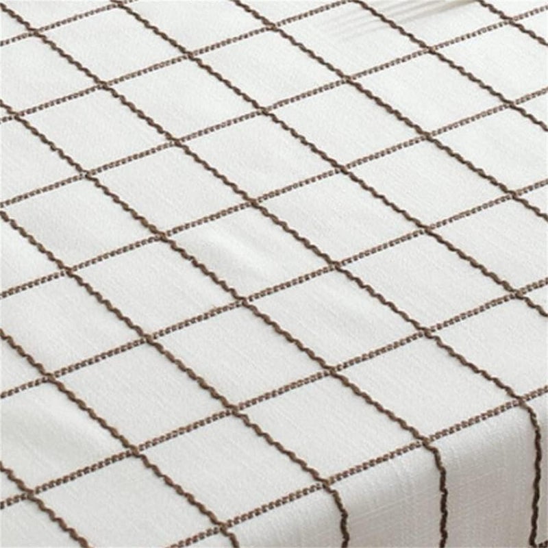 Utobanh Simple Bedside Table Tassel Cover Cloth, Tablecloth Cover Towel, Suitable for Bedside Table TV Microwave Washing Machine Refrigerator Dust Cover (White Bars, 15.7 * 35.4 inches) - Image 2