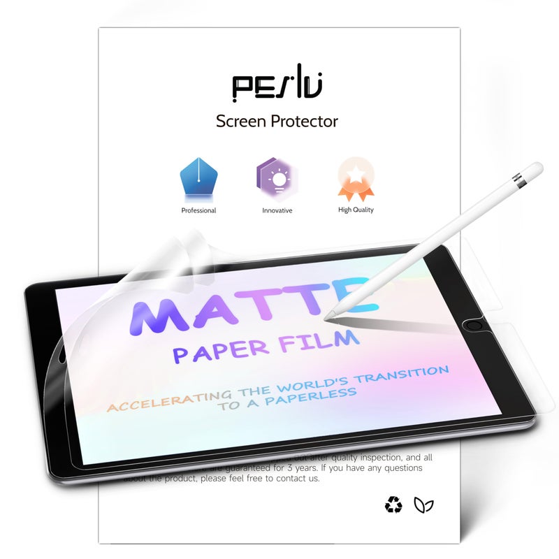 Peslv 2 Pack Like Paper Screen Protector for iPad 9th/8th/7th (10.2-Inch, 2021-2019), Matte Anti Glare PET Film/Blue Light Filter Eye Protection Cover/Drawing & Writing Feel Like on Paper - Image 1